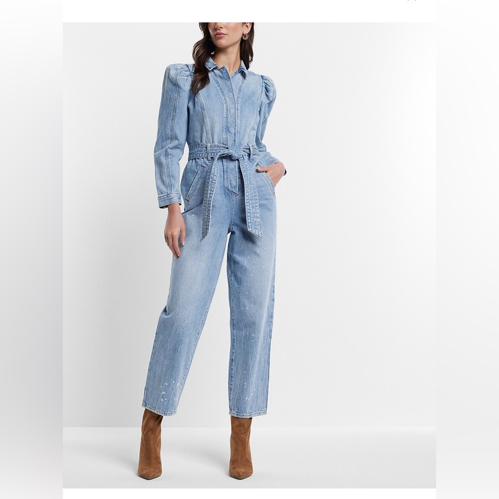 Express Light Blue Denim Jumpsuit